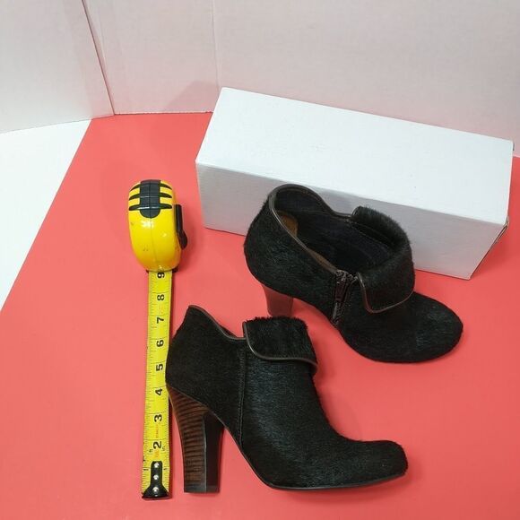 Fossil Ladies Sz 6 Brown Calf Hair Zipper Blocked Heel Booties - Picture 10 of 10